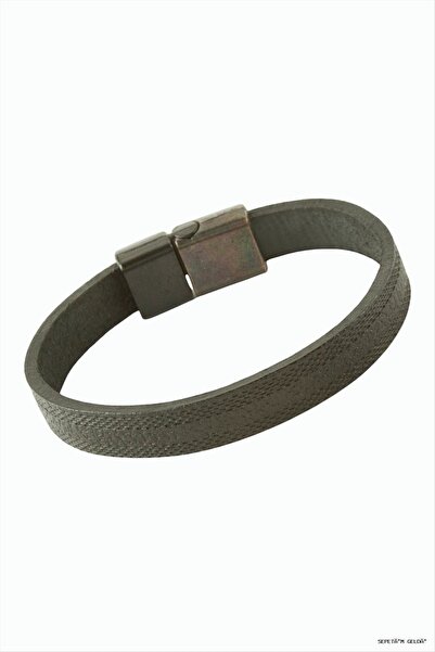 ZERO LAND Spt-Gld Magnetic Leather (131118) Bracelet Black