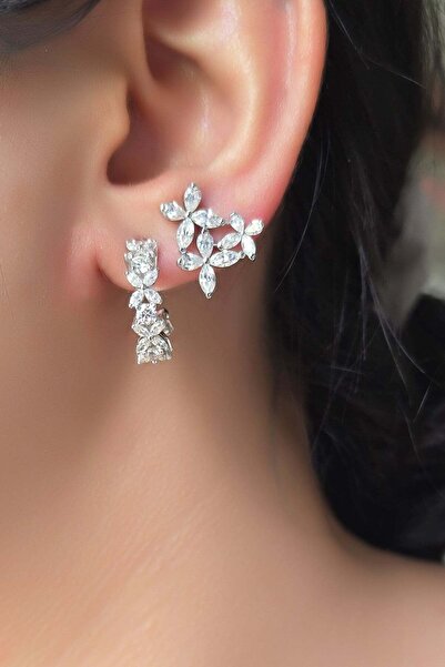 MorMajor Silver MOZANİT MİNİ FLOWER ÇİÇEKLİ GÜMÜŞ KÜPE
