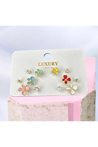 Aleda Steel Flower Model Multiple Earrings