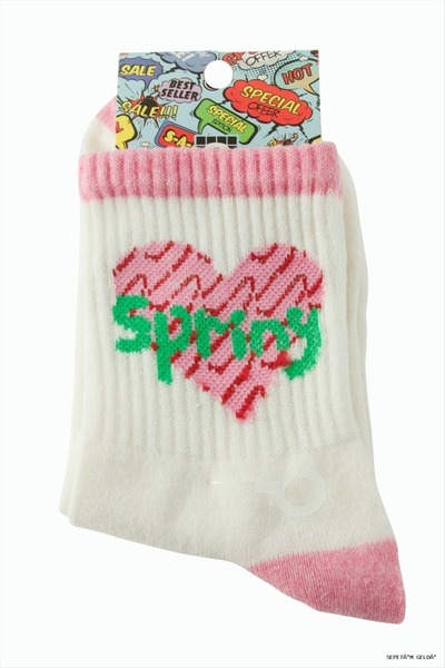 ZERO LAND Spt-Gld Heart College Socks (130039) 8X28 Pink
