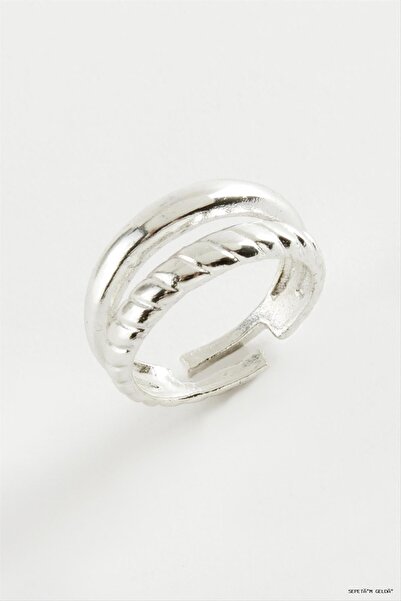 ZERO LAND Spt-Gld Twisted Metal Ring (132003) Silver Color