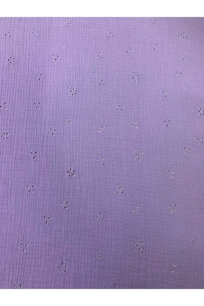 Yiğit Kumaş Lilac Embroidered Scalloped Muslin Fabric