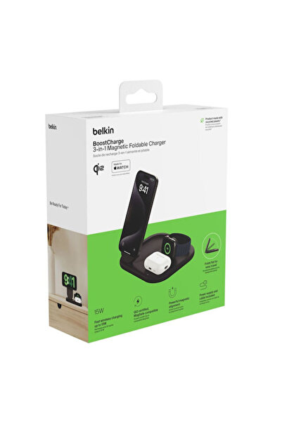 Belkin Ασύρματος Φορτιστής Qi2 15W Μαύροι (BoostCharge 3-σε-1 Μαγνητικός Αναδ...