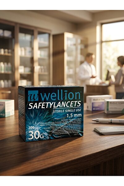 WELLİON Safety Lancets 30G 200 Count Sterile Single Use Blood Sampling Lancet...
