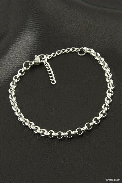 ZERO LAND Spt-Gld Reverse Flat Chain Steel Bracelet (124950) Silver Color