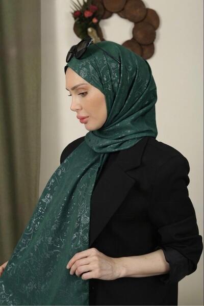 İSTDONATELLA Flowered Pattern Thin Medina Silk Jacquard Shawl
