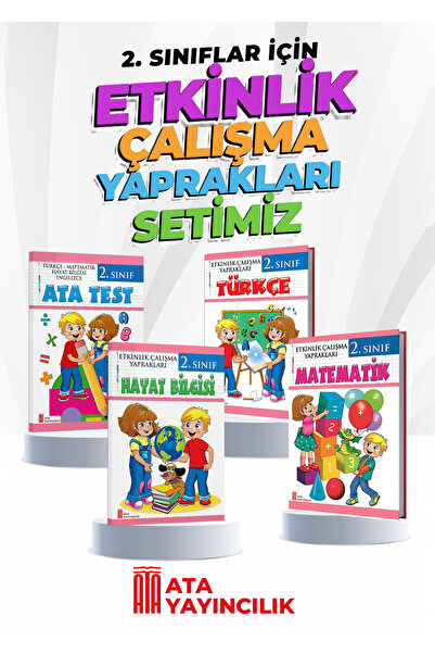 Ata Yayıncılık 2. Sınıf Etkinlik Çalışma Yaprakları 4'lü Set (Türkçe-Matemati...