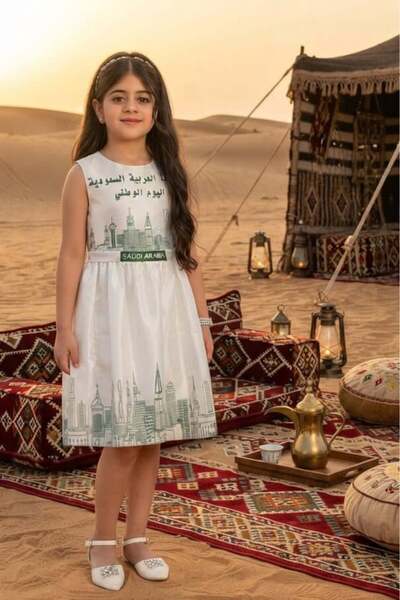 Alesaei-mondo tondo National Day Dress 96 Girls Fancy Ivory White