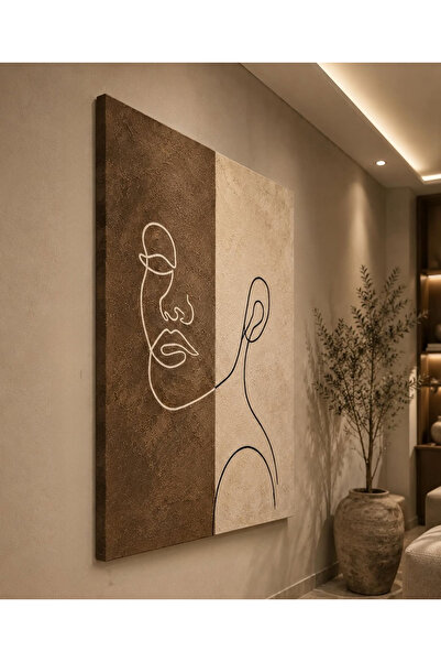 DOKULU TABLO-70x100-KAHVERENGİ BEJ