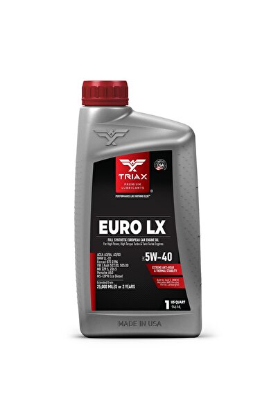 Triax Full Synthetic Engine Oil for Gasoline Cars Euro LX 5W-40, 946ml