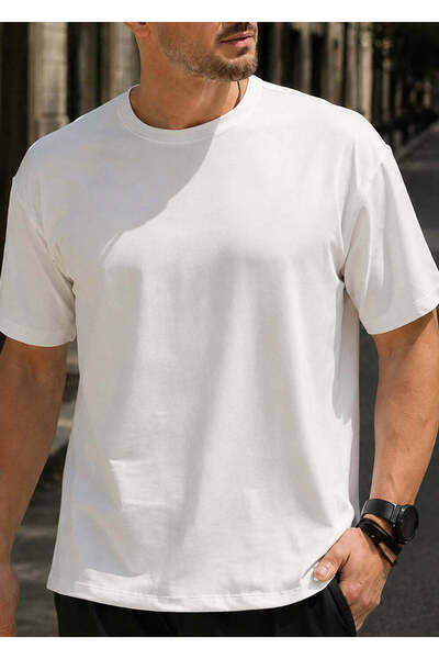 HENRY CLOTHING Ανδρικό κοντομάνικο φθινοπωρινό μπλουζάκι - Λευκό 9-160
