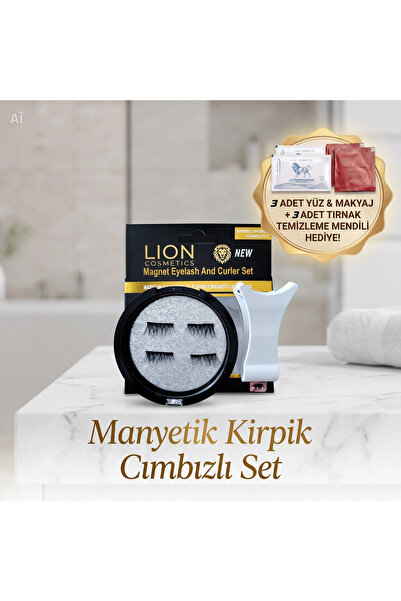 lion cosmetics Mıknatıslı Manyetik Kirpik 3 Mıknatıslı Tam Boy Hafif Defalarc...