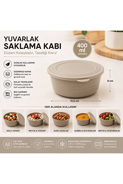 Myplas Yuvarlak 400 ML Çok Amaçlı Saklama Kabı Kapaklı Organizer