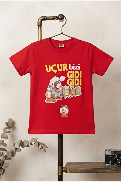 Pıstıllı Baskılı Çocuk Tişört Uçur Bizi Gıdı Gıdı