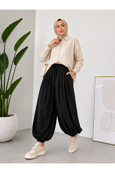 VıoShıne Women's Pleated, Elastic-Waisted, Pocketed, Loose-Fit Shalwar Pants