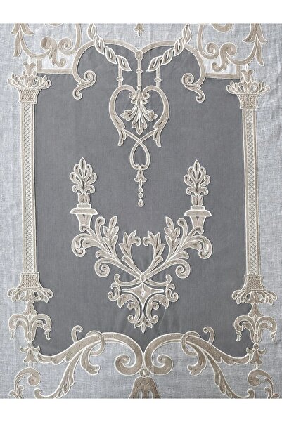 Tuna Textile Versay Ekru-Bej Nakışlı Panel Perde 7221-01-028.01