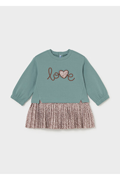 MAYORAL Fırfırlı Karışık Kumaşlı Sweatshirt Kombin Kız Bebek Çocuk Elbise 2901