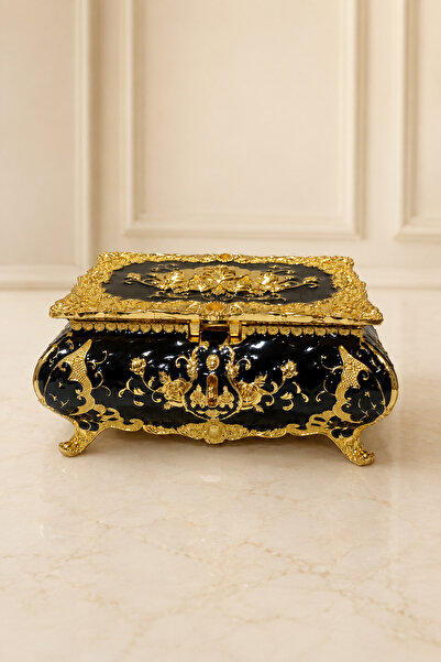 Generic Brand Mirrored Jewelry Box Gold Embellished Decorative Jewelry Box wi...