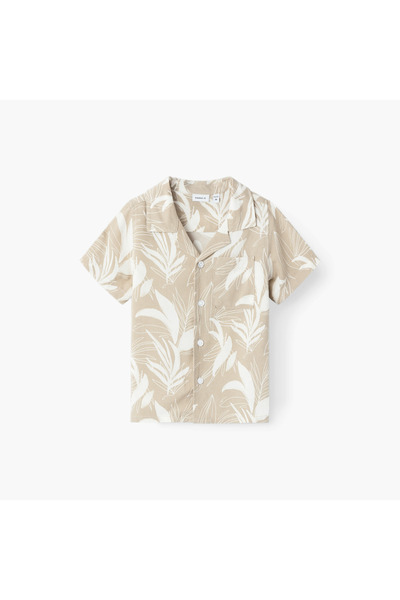 Name it All-Over Tropical Print Camp Collar Shirt with Short Sleeves