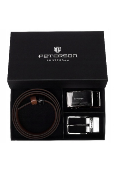 Peterson Curea bărbătească din piele reversibilă 4 în 1 pentru pantaloni, set...