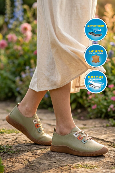 Voyager Water Green Genuine Leather Anatomical Comfortable Memory Sole Women'...