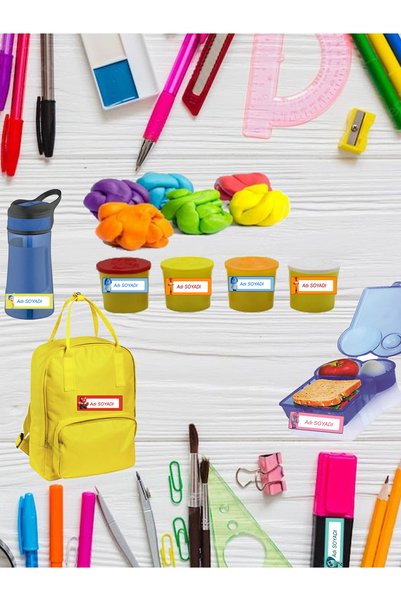 aiki Sevimli Renkli Kelebek Desenli, Okul Etiketi, Kalem ,Defter, Isim Yazılabilen etiket, 288 adet