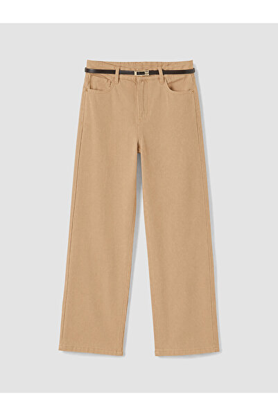 LC Waikiki Beige waist Belt li wideleg women's jean pants