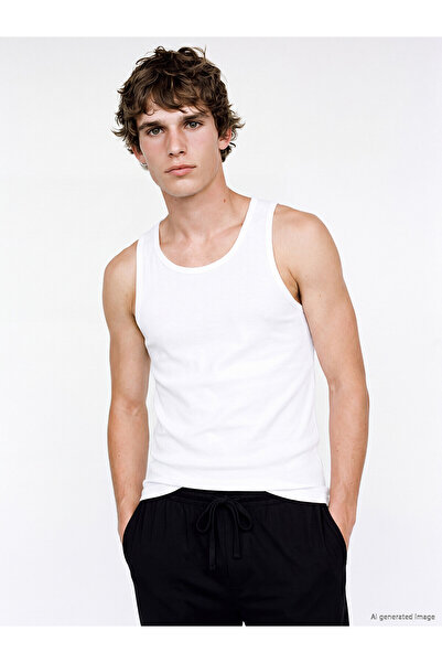 LC Waikiki White U-Neck Combed Cotton Men's Undershirt 3-Pack