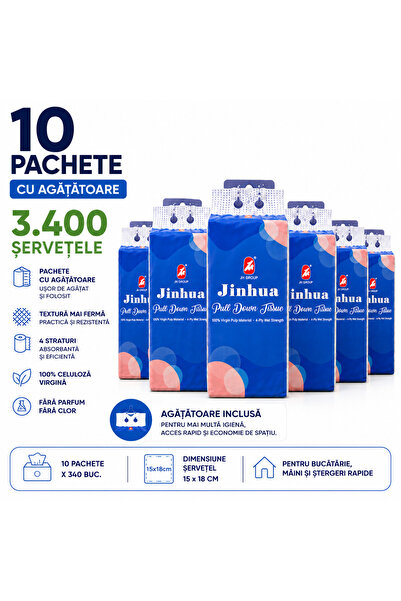 Jinhua Set of 10 Napkins with Hangers, 3400 Pieces, 4 Layers, 100% Virgin Cel...