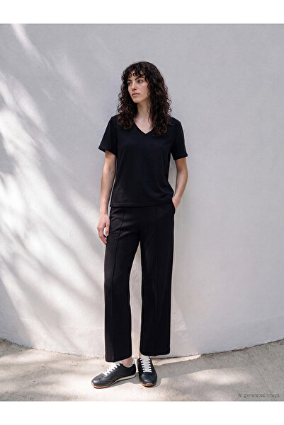 LC Waikiki Lcw Petite Black Soft Touch Women's Sweatpants