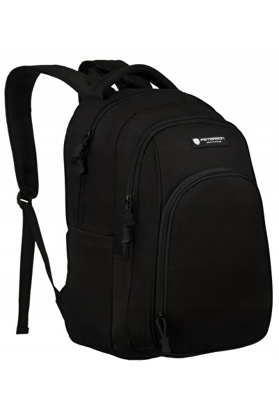 Peterson Rucsac sport școlar A4 negru capacitate mare pentru tineret cu port USB