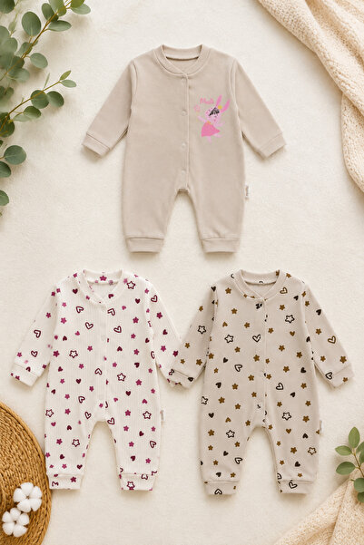 Beniizle Star Patterned 3-Piece Baby Girl Jumpsuit