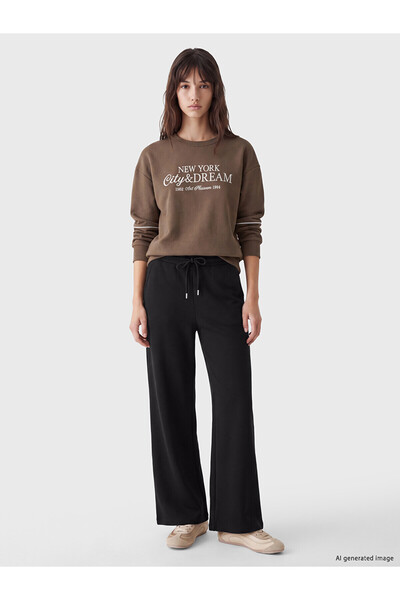 LC Waikiki Xside Black Elastic Waist Modal Blend Women's Sweatpants