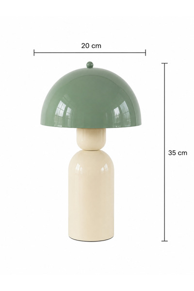 EvLight Elit Abajur Çift Renkli Mint Yeşili-Krem Metal Gövdeli 35 cm Premium Masa Lambası