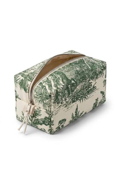 FivenStudio Multi-Purpose Makeup Bag & Organizer 25X11X11 cm – Water-Resistant Duck Linen Fabric, Zippered Cosmetic Bag, Travel & Organizer Bag
