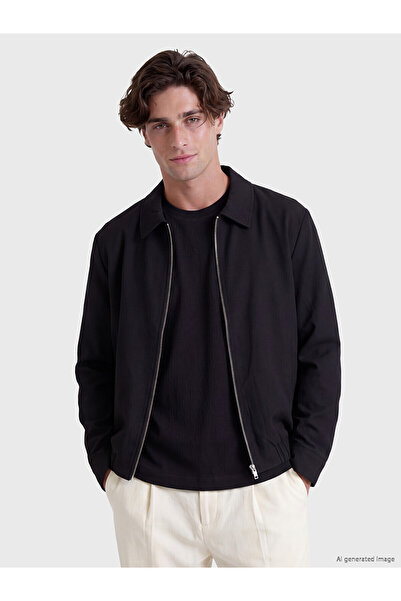 LC Waikiki Lcw Vision Black Regular Fit Shirt Collar Men's Jacket