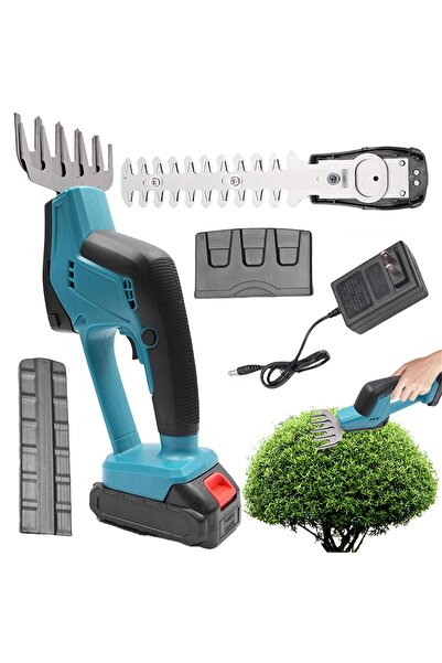 bedee Trimmer de gard viu fără fir, negru și albastru, cu baterie de 2600mAh