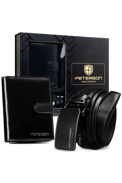 Peterson Portofel bărbătesc, curea, set cadou, din piele naturală pentru bărbați