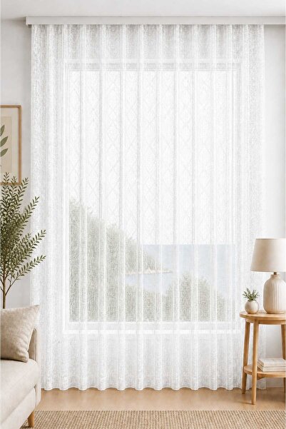 Premier Home Valeri White Custom Size Tulle Curtain 300X260 1X3 Pleat