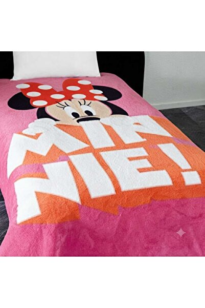 Taç Lisanslı Disney Minnie Mouse Pinky Classic Battaniye Tek Kişilik