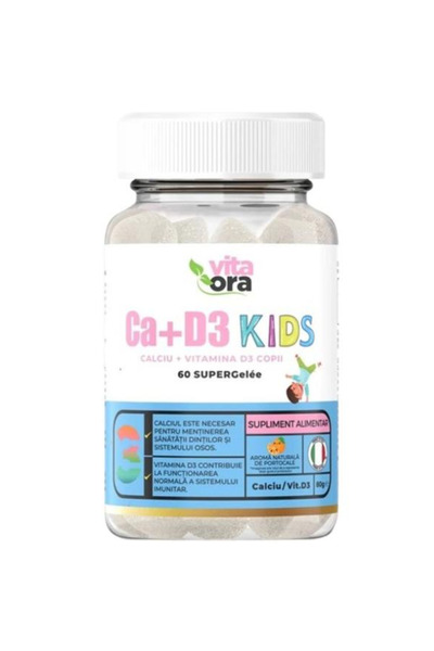 vita ora Calciu + Vitamina D3 pentru Copii, Aroma Portocala - Vita Ora, 60 je...