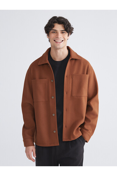 LC Waikiki Xside Brown Comfortable Fit Long Sleeve Men's Cashmere Shirt Jacket