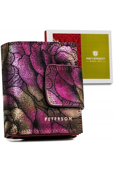 Peterson Portofel de damă din piele, cu protecție RFID, cu închidere, model t...
