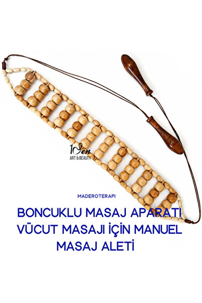 Maderoterapi Ahşap Boncuklu ve İpli Masaj Aparatı | Vücut Masajı İçin Manuel Masaj Aleti