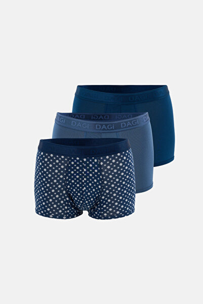 Dagi Blue 3-Piece Patterned Micro Modal Boxer