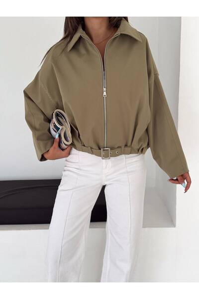 Ekim Store Belted Bomber Zippered Trench Jacket