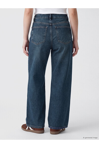 LC Waikiki LCW Jeans İndigo Petite Wideleg Kadın Jean Pantolon