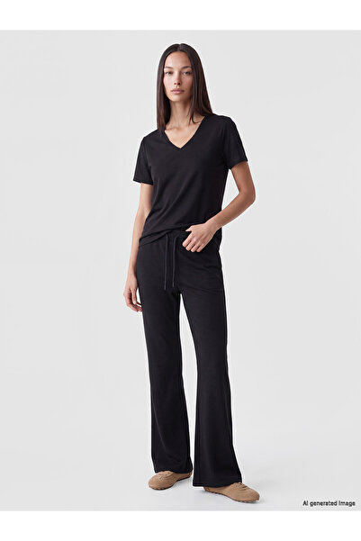 LC Waikiki Black Soft Touch Spanish Leg Women's Sweatpants