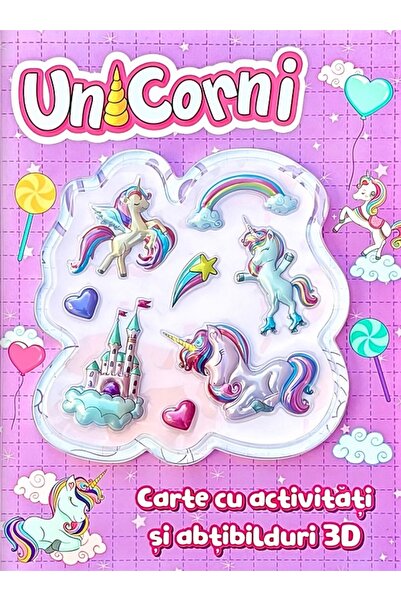 Flamingo Carte cu activitati si abtibilduri 3D: Unicorni