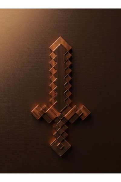 Genel Markalar Minecraft Kahverengi 3D Baskı Piksel Oyuncak Kılıç